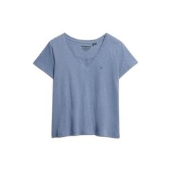 Bluzka T-shirt z haftem dla kobiet Superdry Studios. Niebieskie t-shirty Superdry, bez wzorów, bez kołnierzyka, bez ramiączek. W wyprzedaży za 124.60 zł.