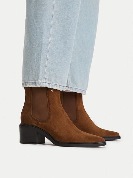 MEXX Botki EO-MX/046C-WI44 Brązowy jasny. Brązowe botki Mexx, bez wzorów, ze skóry, bez obcasa, na słupku, bez zapięcia. Za 399.99 zł.