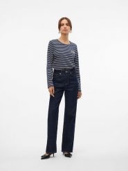Vero Moda Koszulka w kolorze granatowo-białym rozmiar: S. Czarne bluzki Vero Moda, s, bez wzorów, z bawełny, bez kołnierzyka, bez ramiączek. Za 43.99 zł.