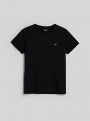 4F T-shirt regular gładki damski - czarny M. Czarne t-shirty 4f, m, bez wzorów, z bawełny, bez kołnierzyka, bez ramiączek. Za 49.99 zł.