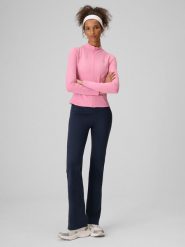 4F Legginsy dzianinowe z rozszerzanymi nogawkami damskie - granatowe XL. Niebieskie legginsy 4f, xl, bez wzorów, z dzianiny, z podwyższonym stanem. Za 129.99 zł.