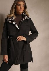 Czarna Kurtka Parka Ozdobiona Sznurkami przy Odpinanym Kapturze Loriballe. Czarne kurtki Renee, na jesień, l, bez wzorów, z jeansu. Za 199.99 zł.