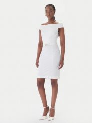 Rinascimento Sukienka koktajlowa CFC0127755003 Biały Slim Fit. Białe sukienki Rinascimento, m, bez wzorów, z syntetyku, wizytowe, bez kołnierzyka, bez ramiączek. Za 689.99 zł.