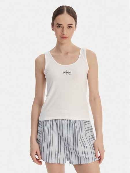 Calvin Klein Underwear Top LV00QS7603 Biały Slim Fit. Białe topy Calvin Klein Underwear, m, bez wzorów, z bawełny, bez kołnierzyka, bez ramiączek. Za 88.99 zł.