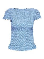 ONLY Bluzka w kolorze niebiesko-białym rozmiar: XL. Niebieskie bluzki Only, xl, bez wzorów, z materiału, bez kołnierzyka, bez ramiączek. Za 74.63 zł.