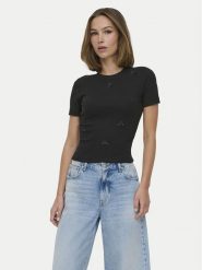 ONLY T-Shirt Femke 15369336 Czarny Slim Fit. Czarne t-shirty Only, l, bez wzorów, z bawełny, bez kołnierzyka, bez ramiączek. Za 99.99 zł.