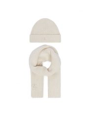 Calvin Klein Jeans Zestaw szalik i czapka Knitted Scarf Beanie Giftbox LVCKFJP00N Kremowy. Białe czapki Calvin Klein Jeans, bez wzorów, z bawełny. Za 209.99 zł.