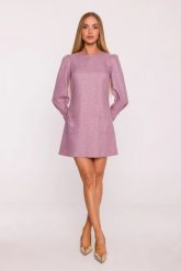 Elegancka sukienka tweedowa trapezowa mini różowa. Czerwone sukienki MOE, do pracy, xl, bez wzorów, z dzianiny, biznesowe, bez kołnierzyka, bez ramiączek, mini, dopasowane. Za 319.00 zł.