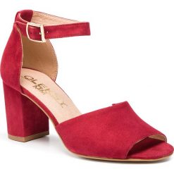 Sandały OLEKSY - 652/689 Wino Zamsz. Czerwone sandały Oleksy, bez wzorów, z materiału, bez obcasa, na obcasie, bez zapięcia. W wyprzedaży za 209.00 zł.