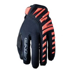 Rękawice ENDURO AIR - FLUO RED/BLACK (fluorescencyjny czerwony/czarny) - S/8. Czarne rękawiczki FIVE GLOVES, bez wzorów, sportowe. Za 165.00 zł.