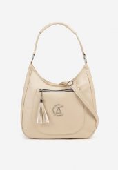 Jasnobeżowa Torebka Typu Shopper Ozdobiona Frędzlami Felluria. Brązowe shopper Born2be, bez wzorów, z jeansu, biznesowe, bez dodatków. Za 89.99 zł.