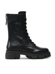 Guess Botki Madaya FL7MDY ELE10 Czarny. Czarne botki Guess, z aplikacjami, ze skóry, bez obcasa, na płaskiej podeszwie, bez zapięcia. Za 839.99 zł.