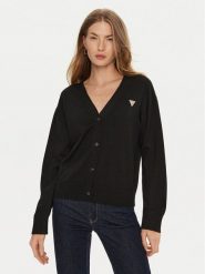 Guess Jeans Kardigan W4BR16 Z3HO2 Czarny Regular Fit. Czarne kardigany Guess Jeans, l, z aplikacjami, z jeansu. Za 269.99 zł.