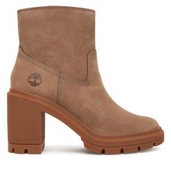 Botki Timberland. Brązowe botki Timberland, bez wzorów, bez obcasa, na słupku, bez zapięcia. Za 629.99 zł.