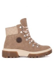 Rieker Botki X8647-64 Beżowy. Brązowe botki Rieker, bez wzorów, z materiału, bez obcasa, na płaskiej podeszwie, bez zapięcia. Za 258.99 zł.