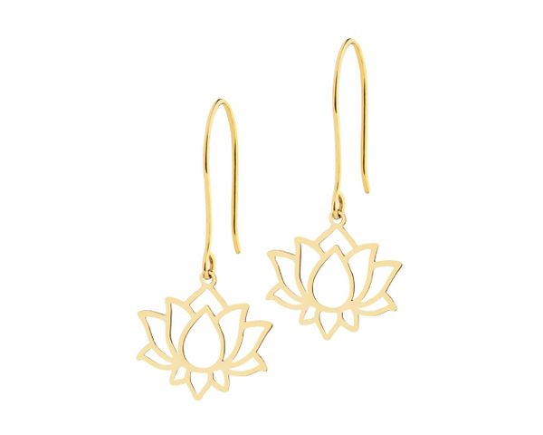 Złote kolczyki - kwiaty lotosu. Żółte kolczyki Apart, złote. Za 499.00 zł.