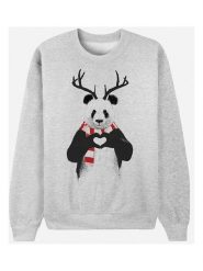WOOOP Bluza "Xmas Panda" w kolorze szarym rozmiar: S. Szare bluzy Wooop, s, bez wzorów, z bawełny, bez kaptura. Za 100.99 zł.