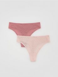 Majtki typu stringi 2 pack - pastelowy róż. Czerwone stringi Reserved, bez wzorów. Za 39.99 zł.