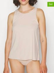 Sloggi Topy (2 szt.) w kolorze beżowym rozmiar: L. Brązowe topy Sloggi, l, bez wzorów, bez kołnierzyka, bez ramiączek. Za 56.95 zł.