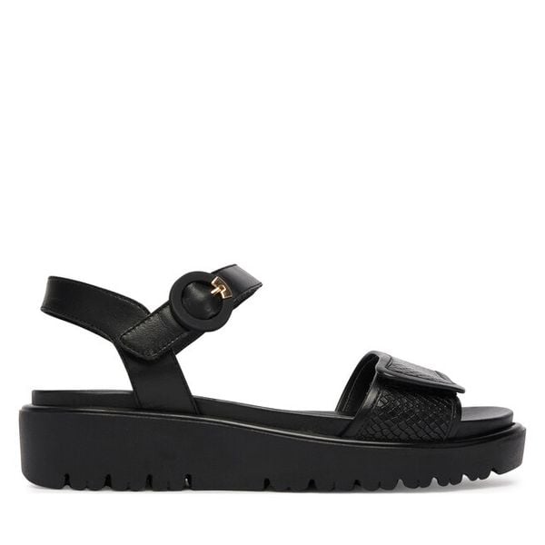 Sandały Ara. Czarne sandały Ara, bez wzorów, bez obcasa, na płaskiej podeszwie, bez zapięcia. Za 429.99 zł.