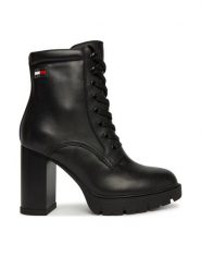 Tommy Jeans Botki Tjw Lace Up High Heel Boots EN0EN03109 Czarny. Czarne botki Tommy Jeans, bez wzorów, z jeansu, bez obcasa, na słupku, bez zapięcia. Za 699.99 zł.