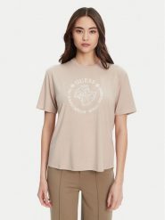 Guess T-Shirt V5YI05 KCOA2 Beżowy Regular Fit. Brązowe t-shirty Guess, m, z aplikacjami, z wiskozy, bez kołnierzyka, bez ramiączek. Za 199.99 zł.