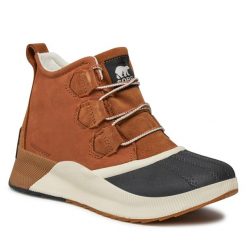 Botki Sorel. Brązowe botki Sorel, bez wzorów, bez obcasa, na płaskiej podeszwie, bez zapięcia. Za 549.99 zł.