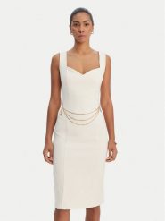 Fracomina Sukienka koktajlowa FR26SD2017W42901 Écru Slim Fit. Sukienki Fracomina, m, bez wzorów, z syntetyku, wizytowe, bez kołnierzyka, bez ramiączek. Za 699.99 zł.