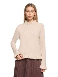 CARTOON Sweter w kolorze beżowym rozmiar: 46. Brązowe swetry Cartoon, bez wzorów, ze splotem, bez ramiączek. Za 169.95 zł.