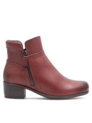 Go Soft Botki EST-GUSTA-11 Bordowy. Czerwone botki GO SOFT, bez wzorów, ze skóry, bez obcasa, na słupku, bez zapięcia. Za 249.99 zł.