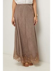 Le Monde du Lin Lniana spódnica w kolorze szarobrązowym rozmiar: 38/40. Brązowe spódnice Le Monde du Lin, bez wzorów, z koronki, maxi. Za 165.99 zł.