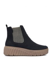 Rieker Botki CEO-N2553-14 Granatowy. Niebieskie botki Rieker, bez wzorów, z materiału, bez obcasa, na płaskiej podeszwie, bez zapięcia. Za 359.99 zł.