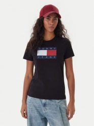 Tommy Jeans T-Shirt Flag DW0DW22562 Czarny Regular Fit. Czarne t-shirty Tommy Jeans, xs, bez wzorów, z bawełny, bez kołnierzyka, bez ramiączek. Za 149.99 zł.