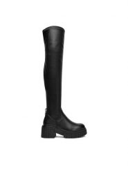 DeeZee Muszkieterki 13277-4 Czarny. Czarne kozaki DeeZee, z materiału, bez obcasa, na płaskiej podeszwie, bez zapięcia. Za 249.99 zł.