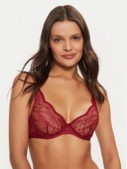 Hunkemöller Biustonosz z fiszbiną 206365 Bordowy. Czerwone biustonosze Hunkemöller, bez wzorów, z syntetyku. Za 99.99 zł.