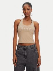 Juicy Couture Top Tied JCWCT125306 Beżowy Slim Fit. Brązowe topy Juicy Couture, xxs, bez wzorów, z bawełny, bez kołnierzyka, bez ramiączek. Za 99.99 zł.