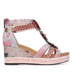 Sandały Laura Vita. Czerwone sandały Laura Vita, bez wzorów, bez obcasa, na koturnie, bez zapięcia. Za 449.99 zł.