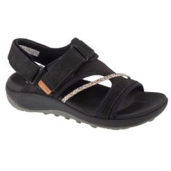 Sandały Merrell Terran 4 Backstrap Sandal W J006412 czarne. Czarne sandały bez wzorów, z gumy, bez obcasa, bez zapięcia. Za 499.91 zł.
