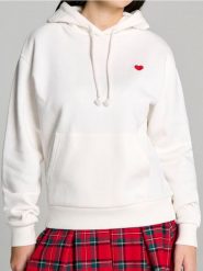 Bluza z kapturem z motywem walentynkowym - kremowy. Białe bluzy Sinsay, l, bez wzorów, z kapturem. W wyprzedaży za 29.99 zł.