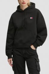 TOMMY JEANS Czarna damska bluza, Rozmiar L. Czarne bluzy sportowe Tommy Jeans, l, bez wzorów, z jeansu, z kapturem. W wyprzedaży za 269.99 zł.