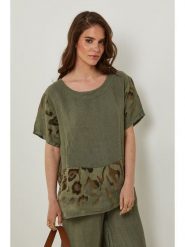 Rodier Lin Lniana koszulka w kolorze khaki rozmiar: L/XL. Brązowe bluzki Rodier Lin, l, bez wzorów, ze lnu, bez kołnierzyka, bez ramiączek. Za 136.45 zł.