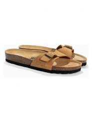 Sunbay Skórzane klapki "Jasmin" w kolorze karmelowym rozmiar: 37. Brązowe klapki Sunbay, bez wzorów, z otwartym noskiem, bez obcasa. Za 154.95 zł.