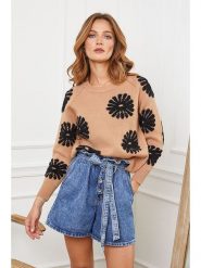 Joséfine Sweter "Banshee" w kolorze czarno-karmelowym rozmiar: M. Brązowe swetry Joséfine, m, bez wzorów, bez ramiączek. Za 201.08 zł.