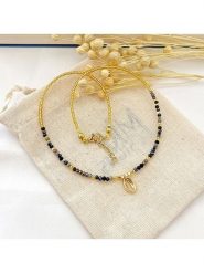 Atelier MIU Pozłacany naszyjnik z elementem ozdobnym - dł. 38 cm rozmiar: onesize. Czarne naszyjniki Atelier MIU, z perłą, pozłacane. Za 30.99 zł.