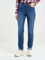 BIG STAR Dżinsy - Slim fit - w kolorze niebieskim rozmiar: W28/L32. Niebieskie jeansy Big Star, l, z aplikacjami, z podwyższonym stanem. Za 198.95 zł.
