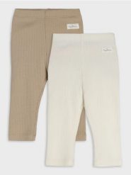 Prążkowane legginsy 2 pack - kremowy. Białe legginsy Sinsay, l, bez wzorów, prążkowane. Za 19.99 zł.