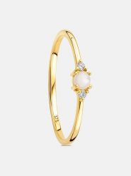 Revoni Złoty pierścionek z diamentem i perłą rozmiar: 60. Żółte pierścionki Revoni, z diamentem, złote. Za 861.99 zł.