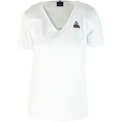 T-shirt do tenisa damski ESS Tee SS Col V N°1 W. Białe t-shirty Le Coq Sportif, xs, bez wzorów, z bawełny, bez kołnierzyka, bez ramiączek. W wyprzedaży za 117.95 zł.