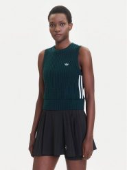 Adidas Top adicolor JW4993 Zielony Regular Fit. Zielone topy Adidas, xs, bez wzorów, z bawełny, bez kołnierzyka, bez ramiączek. Za 329.99 zł.