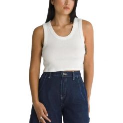Koszulki Vans Model Drew Rib Tank Kolor Biały. Białe koszulki sportowe Vans, bez wzorów, z tkaniny, bez ramiączek. W wyprzedaży za 109.35 zł.